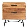 Furnizzeme 2 Drawer Wooden Nightstand With Metal Angled Legs, Black And Brown