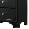 Furnizzeme 2 Drawer Wooden Nightstand With Textured Details And Crystal Pulls, Black