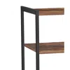 Furnizzeme 2 Mesh Basket And 6 Hooks Wood And Metal Frame Bakers Rack, Brown And Black