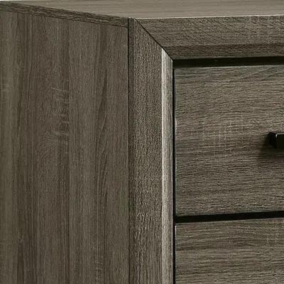 Furnizzeme 24 Inch 2 Drawer Wooden Nightstand With Finger Pulls, Brown
