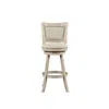Furnizzeme 29 Inch Curved Back Wooden Swivel Bar Stool With Nailhead Trim, Gray