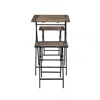 Furnizzeme 3 Piece Foldable Wood And Metal Dining Set With X Frame Leg,brown And Black