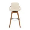 Furnizzeme 30 Inches Leatherette Swivel Barstool, Cream And Brown