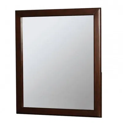 Furnizzeme 32 Inch Transitional Style Wooden Frame Mirror, Cherry In Brown