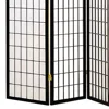 Furnizzeme 4 Panel Foldable Wooden Frame Room Divider With Grid Design, Black