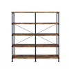 Furnizzeme 63 Inch Industrial 4 Tier Shelf Bookshelf, Particleboard, Metal Frame, Brown, Black