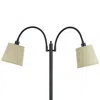 FURNIZZEME 80 WATT METAL FLOOR LAMP WITH DUAL GOOSENECK AND UNO STYLE SHADES, BLACK