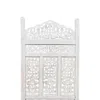 FURNIZZEME AESTHETICALLY CARVED 4 PANEL WOODEN PARTITION SCREEN/ROOM DIVIDER, DISTRESSED WHITE