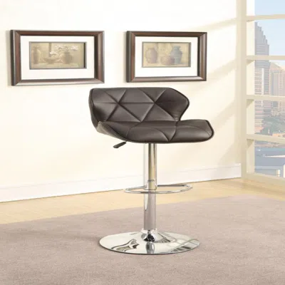 Furnizzeme Barstool With Gaslight In Tufted Leather Dark Brown Set Of 2 In Gray