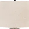 Furnizzeme Bellied Metal Body Table Lamp With Splotched Details, Brass And Cream