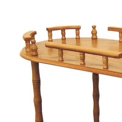 Furnizzeme Casters Supported 2 Tier Wooden Wine Table With Turned Legs, Oak Brown