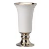 Furnizzeme Ceramic Vase With Flared Top And Pedestal Base Medium White And Gold