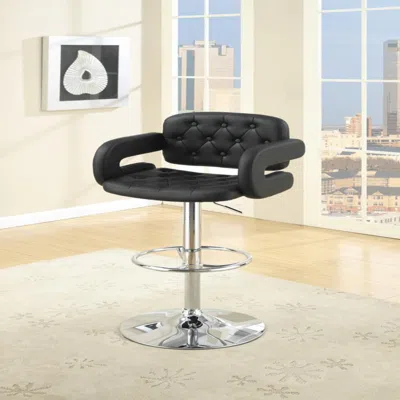 Furnizzeme Chair Style Barstool With Tufted Seat And Back Black And Silver