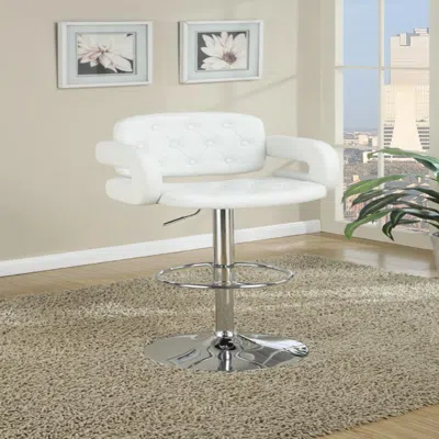 Furnizzeme Chair Style Barstool With Tufted Seat And Back White And Silver