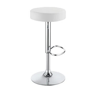Furnizzeme Classy Backless Adjustable Height Bar Stool, White In Metallic