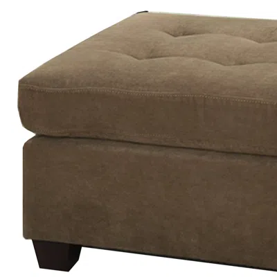 Furnizzeme Cocktail Ottoman In Light Brown Waffle Suede Fabric