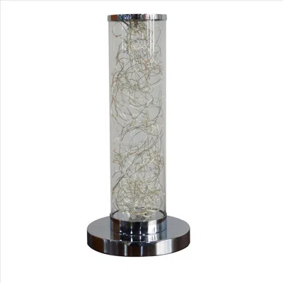 Furnizzeme Column Table Lamp With Integrated Multicolored Led, Clear In Gray
