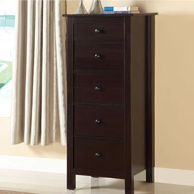 Furnizzeme Contemporary Style 5 Drawer Wooden Chest With Straight Legs, Brown