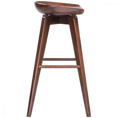 Furnizzeme Contoured Seat Wooden Frame Swivel Barstool With Angled Legs, Natural Brown