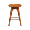 Furnizzeme Contoured Seat Wooden Swivel Counter Stool With Angled Legs, Walnut Brown