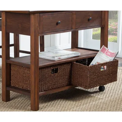 Furnizzeme Convenient Wooden Kitchen Cart With Storage Drawers Brown