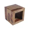 Furnizzeme Cube Shape Rosewood Side Table With Cutout Bottom, Brown