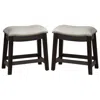 Furnizzeme Curved Leatherette Stool With Nailhead Trim, Set Of 2, Gray