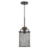 Furnizzeme Cylindrical Grid Design Metal Chandelier With Wooden Accent, Black