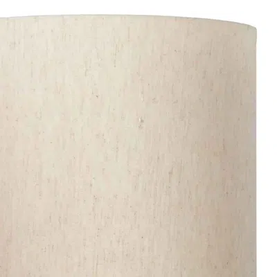 Furnizzeme Cylindrical Seeded Glass Table Lamp With Fabric Drum Shade, Beige And Clear In Neutral