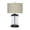 Furnizzeme Drum Shade Table Lamp With Glass Insert Base, Bronze