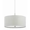 Furnizzeme Drum Style Pendant Fixture With Fabric Shade And Brushed Details, White
