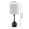 Furnizzeme Elongated Bellied Shape Metal Accent Lamp With Drum Shade, Black