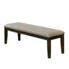 Furnizzeme Fabric Upholstered Bench With Nailhead Trim And Tapered Legs, Gray And Espresso