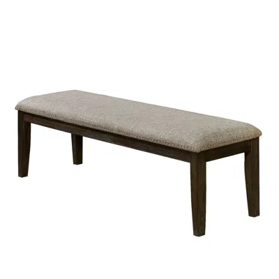 Furnizzeme Fabric Upholstered Bench With Nailhead Trim And Tapered Legs, Gray And Espresso In Brown