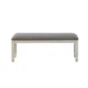 Furnizzeme Fabric Upholstered Padded Bench With Tapered Feet, Antique White And Gray