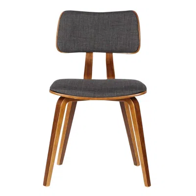 Furnizzeme Fabric Upholstered Split Curved Back Wood Dining Chair, Brown And Dark Gray