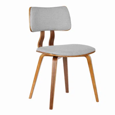 Furnizzeme Fabric Upholstered Split Curved Back Wooden Dining Chair, Brown And Gray