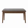 Furnizzeme Fabric Upholstered Wooden Bench With Chamfered Legs, Gray And Brown