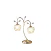 Furnizzeme Floral Tree Design Metal Table Lamp With Dome Shade And Crystals, Gold