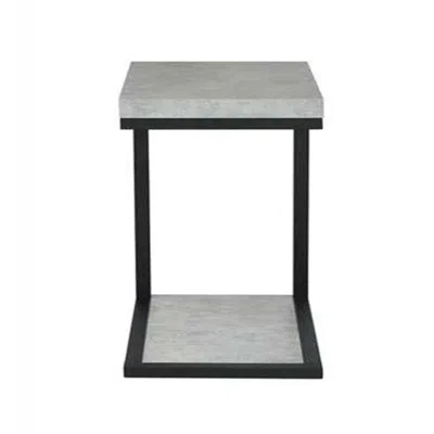 Furnizzeme Industrial Faux Cement Designed Snack Table, Gray And Black