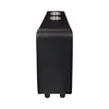 Furnizzeme Leatherette Console With 2 Removable Metal Cup Holders, Black And Silver