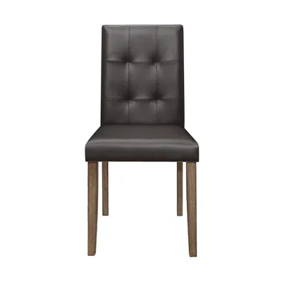 Furnizzeme Leatherette Side Chair With Tufted Backrest, Set Of 2, Espresso Brown In Black