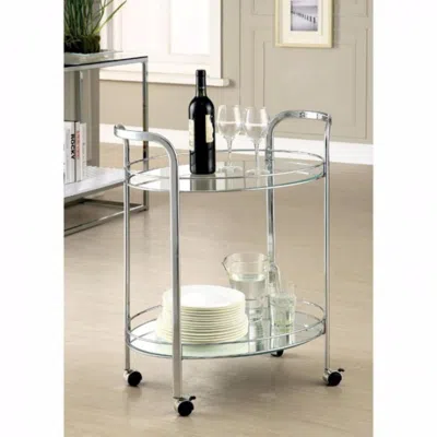 Furnizzeme Loule Contemporary Serving Cart In Chrome Finish In Metallic