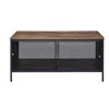 Furnizzeme Metal Coffee Table With 1 Bottom Shelf And Mesh Design, Brown And Gray