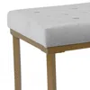 Furnizzeme Metal Framed Ottoman With Button Tufted Velvet Upholstered Seat, Light Gray And Gold