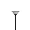 FURNIZZEME METAL ROUND 3 WAY TORCHIERE LAMP WITH FROSTED GLASS SHADE, BLACK AND WHITE