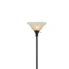 Furnizzeme Metal Round 3 Way Torchiere Lamp With Frosted Shade, Dark Bronze And Gold