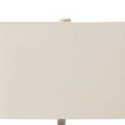 Furnizzeme Metal Table Lamp With Lattice Design Body And Hardback Shade,gray And Beige In Neutral