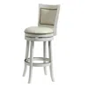 FURNIZZEME NAILHEAD TRIM ROUND LEATHERETTE BARSTOOL WITH FLARED LEGS, WHITE