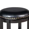 Furnizzeme Nailhead Trim Round Leatherette Swivel Counter Stool With Flared Leg, Black